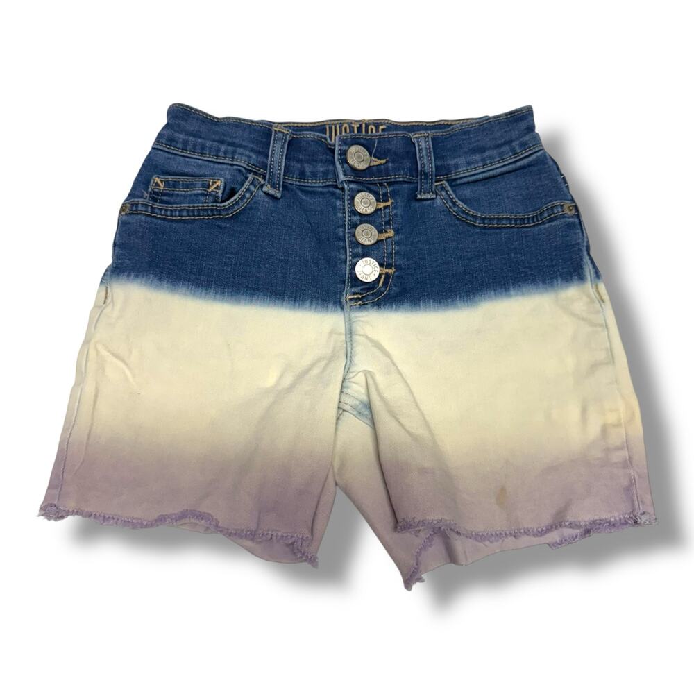 Justice Girl's Size 10 Slim Dip Dyed Denim‎ Shorts in Purple Blue Jean
